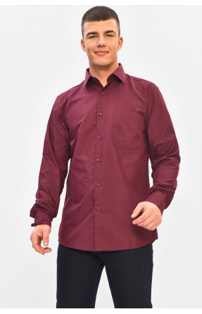Сорочка чоловіча однотонна темно-бордового кольору SKY2662 208224C Сорочка чоловіча однотонна темно-бордового кольору SKY2662 208224C