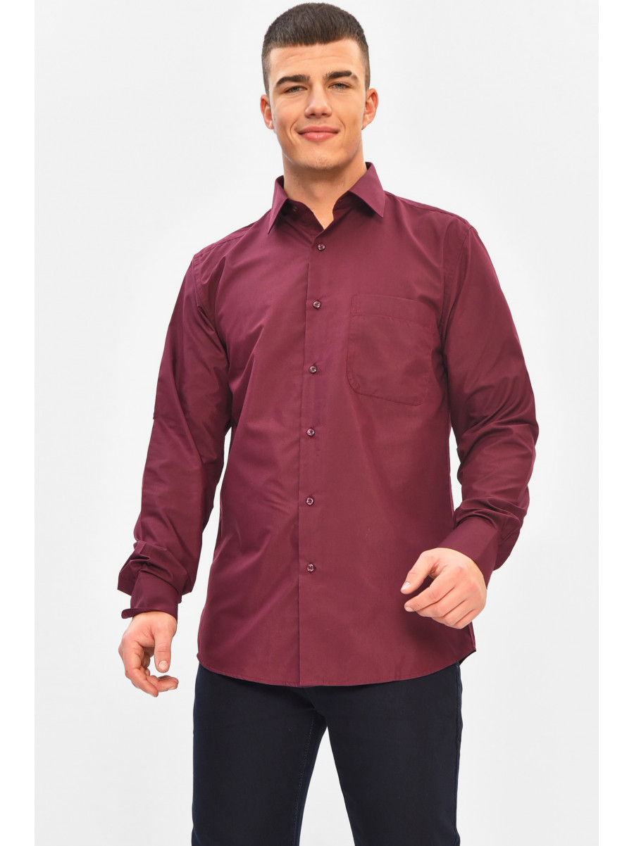 Сорочка чоловіча однотонна темно-бордового кольору SKY2662 208224C