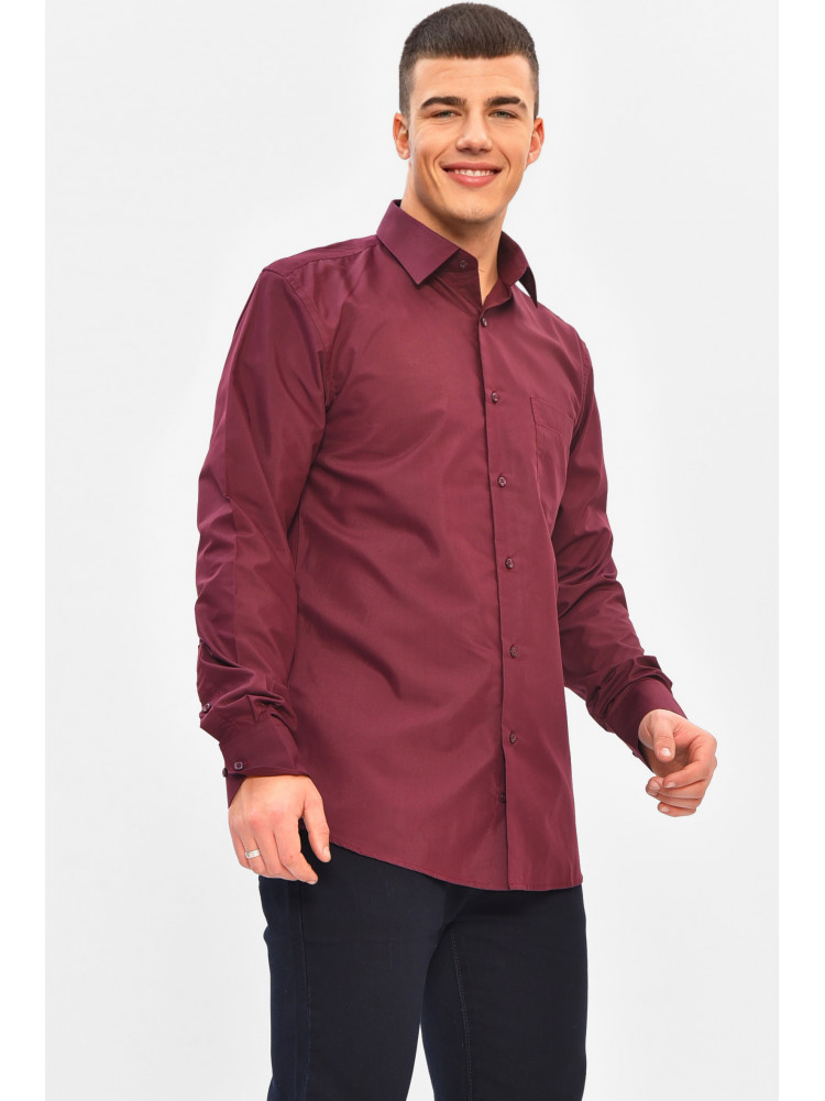 Сорочка чоловіча однотонна темно-бордового кольору SKY2662 208224C