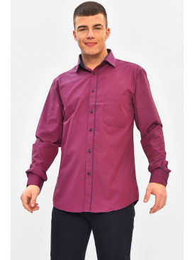 Сорочка чоловіча однотонна темно-бордового кольору 2877 208226C Сорочка чоловіча однотонна темно-бордового кольору 2877 208226C