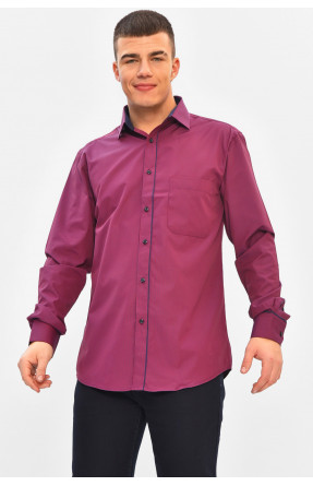 Сорочка чоловіча однотонна темно-бордового кольору 2877 208226C Сорочка чоловіча однотонна темно-бордового кольору 2877 208226C