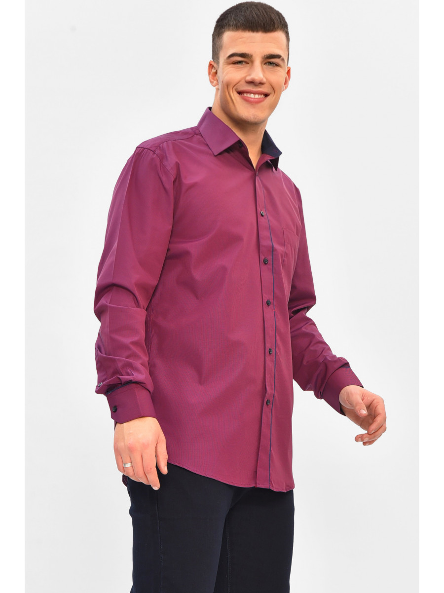 Сорочка чоловіча однотонна темно-бордового кольору 2877 208226C