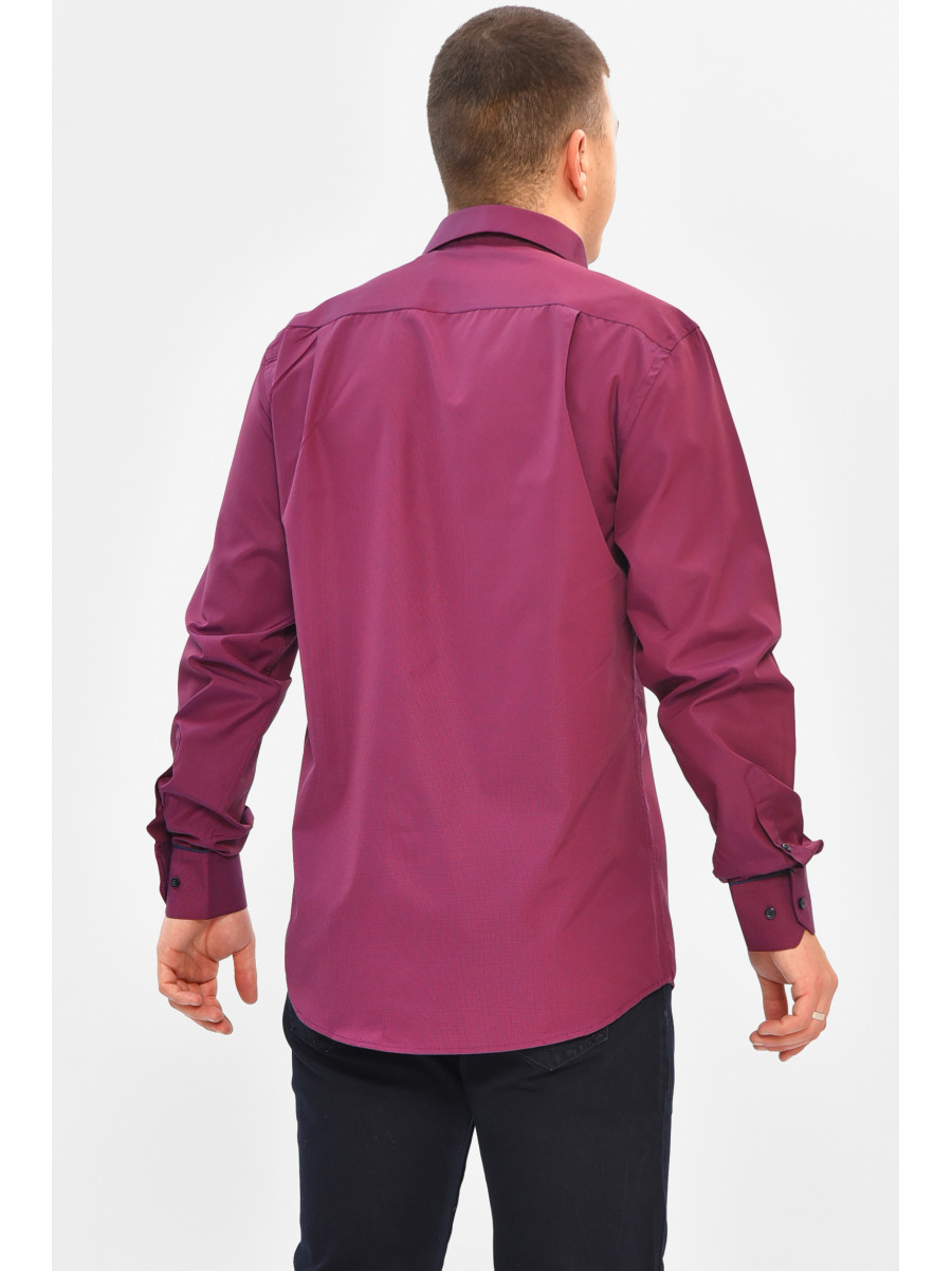 Сорочка чоловіча однотонна темно-бордового кольору 2877 208226C