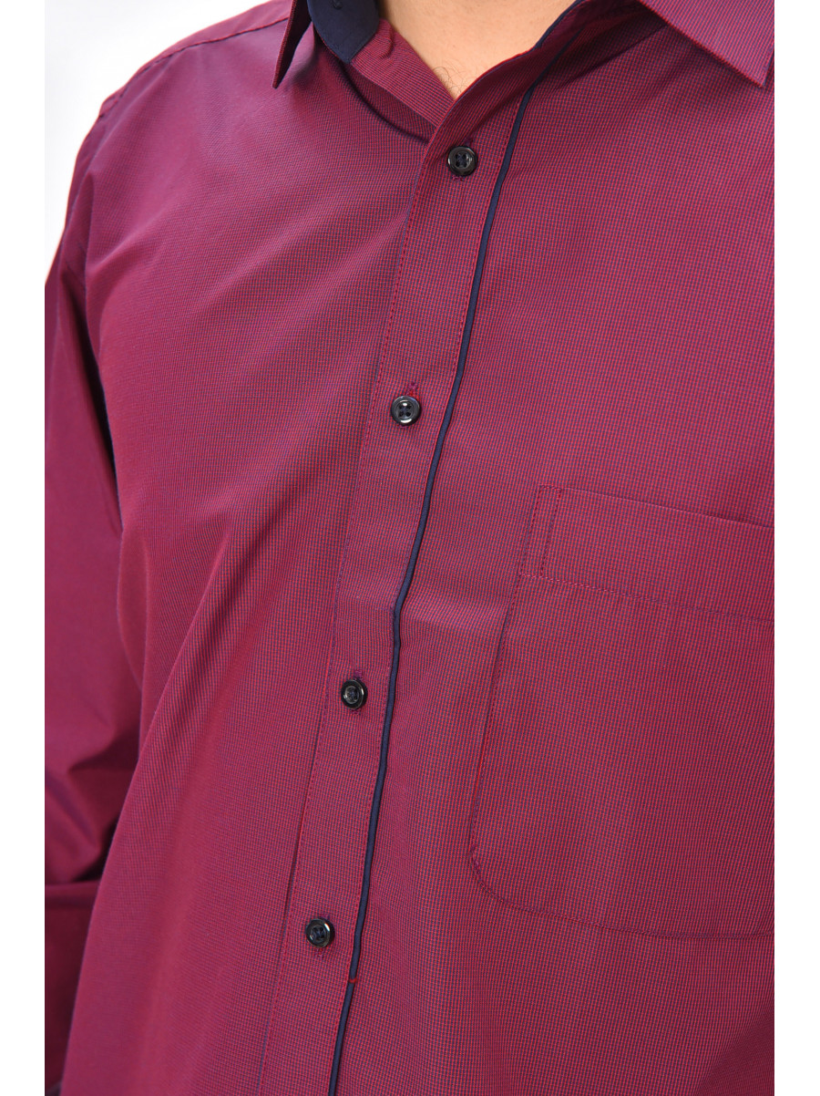 Сорочка чоловіча однотонна темно-бордового кольору 2877 208226C