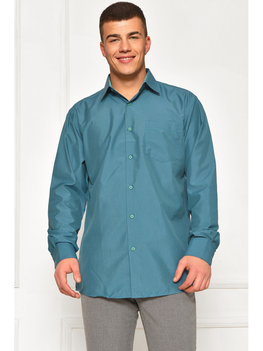 Сорочка чоловіча однотонна зеленого кольору SKY2472 208227C
