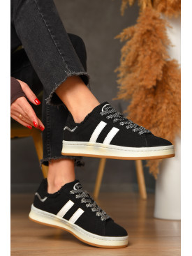 Кроссовки женские зима черного цвета на меху 670-11 208228C Кроссовки женские зима черного цвета на меху 670-11 208228C