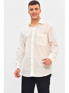 Рубашка мужская однотонная молочного цвета 7544 208230C Рубашка мужская однотонная молочного цвета 7544 208230C
