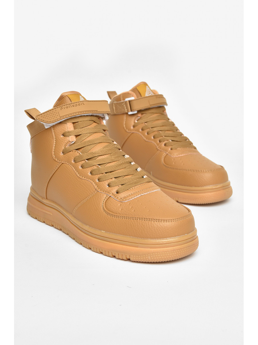 Кросівки чоловічі зима світло-коричневого кольору на шнурівці 630-4 208232C