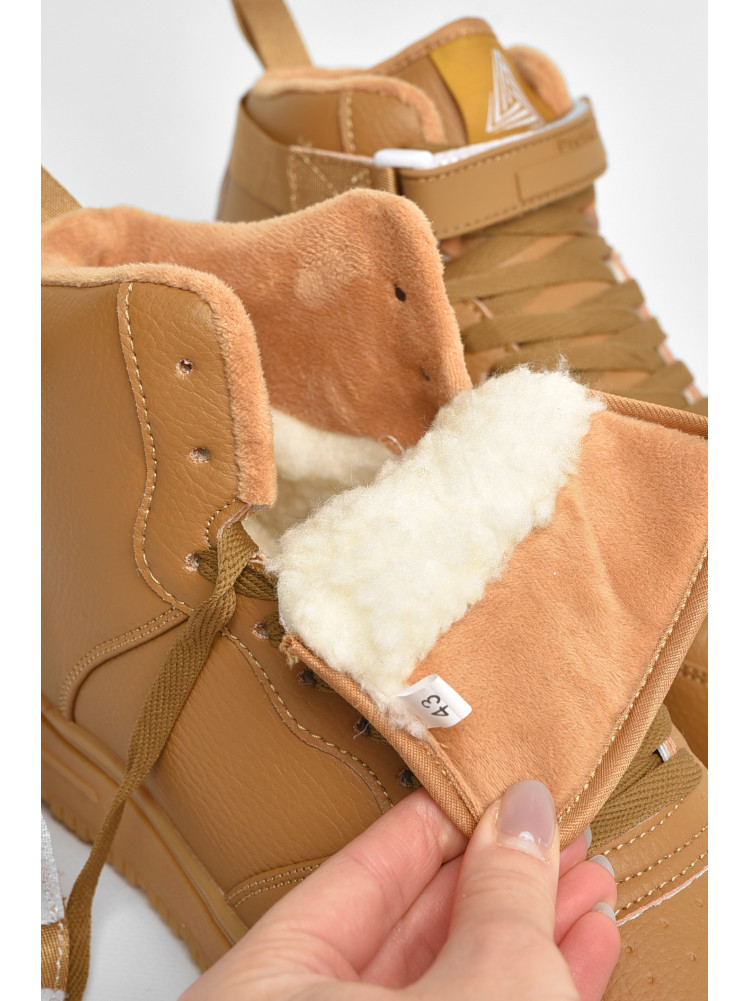 Кросівки чоловічі зима світло-коричневого кольору на шнурівці 630-4 208232C