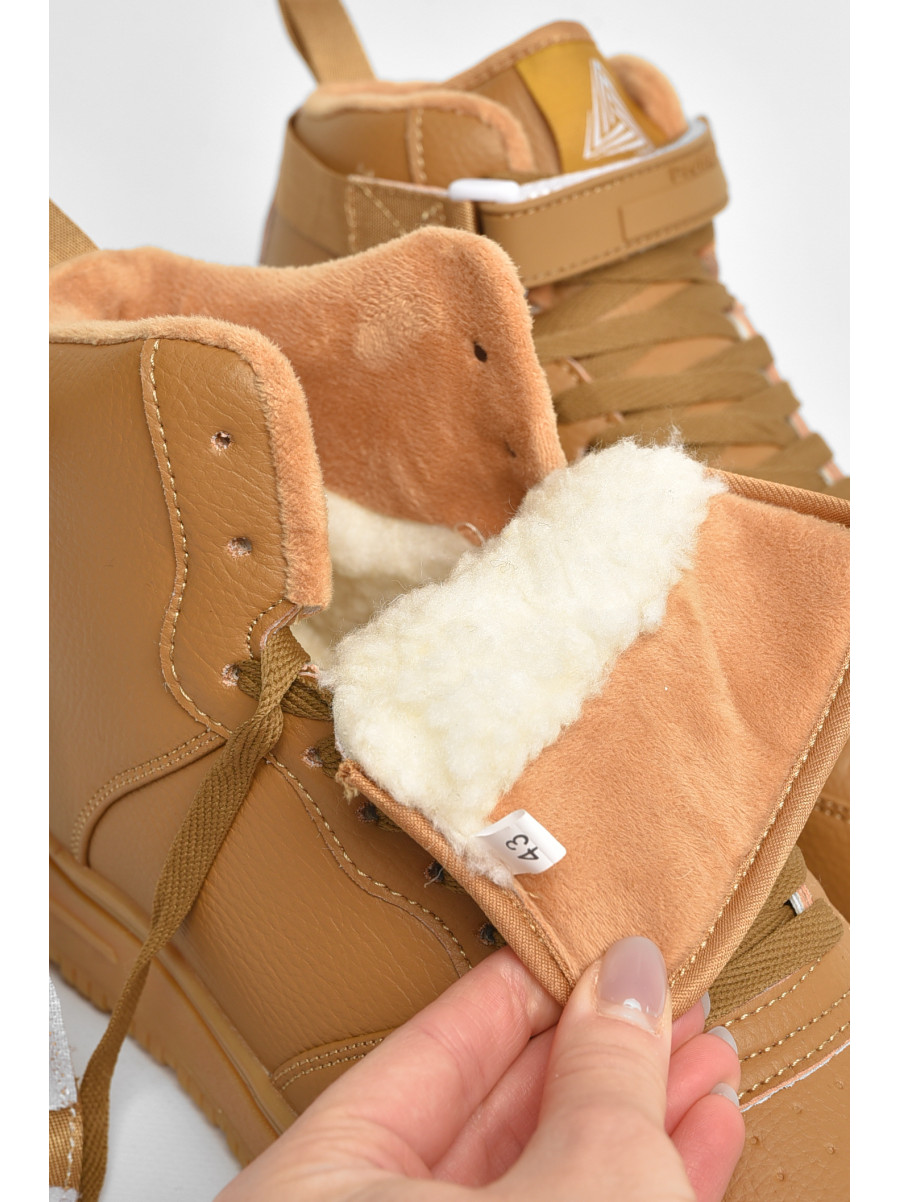 Кросівки чоловічі зима світло-коричневого кольору на шнурівці 630-4 208232C