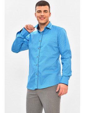 Рубашка мужская голубого цвета с принтом 2383 208233C Рубашка мужская голубого цвета с принтом 2383 208233C
