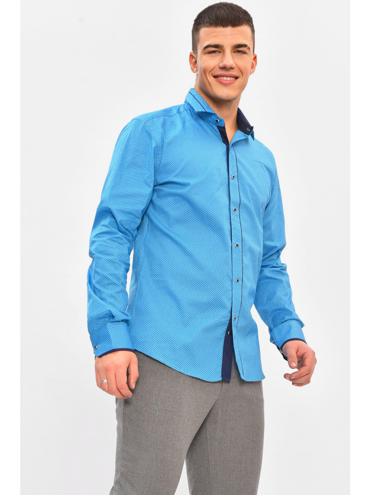 Сорочка чоловіча блакитного кольору з принтом 2383 208233C