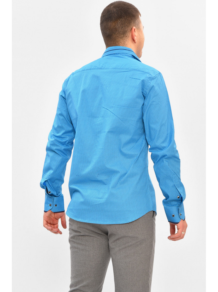 Сорочка чоловіча блакитного кольору з принтом 2383 208233C