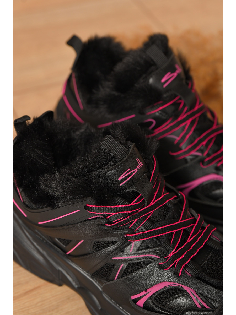 Кросівки жіночі зима чорного кольору на хутрі 655-105 208234C