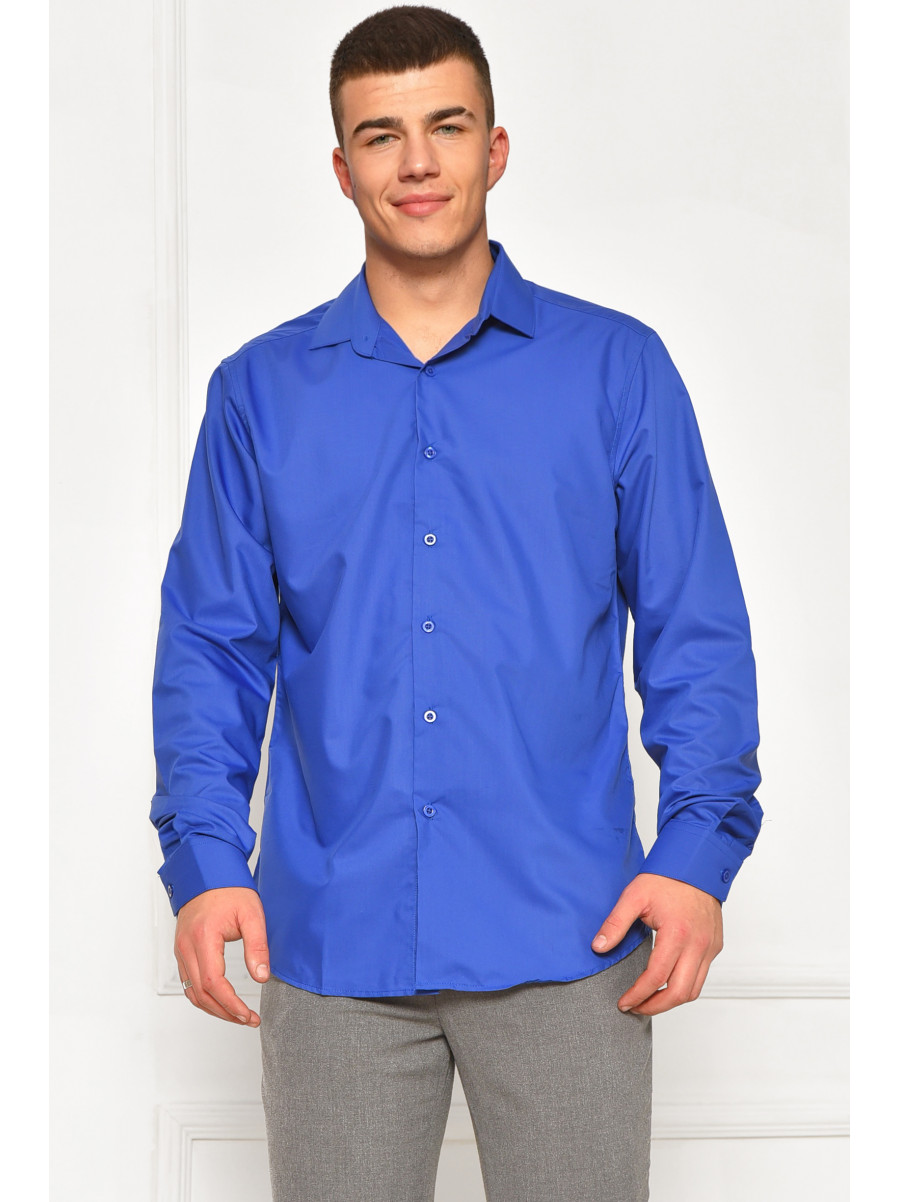 Сорочка чоловіча однотонна темно-синього кольору SDK7114S 208235C