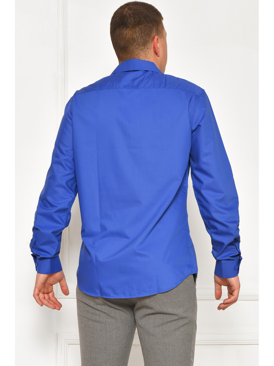 Сорочка чоловіча однотонна темно-синього кольору SDK7114S 208235C