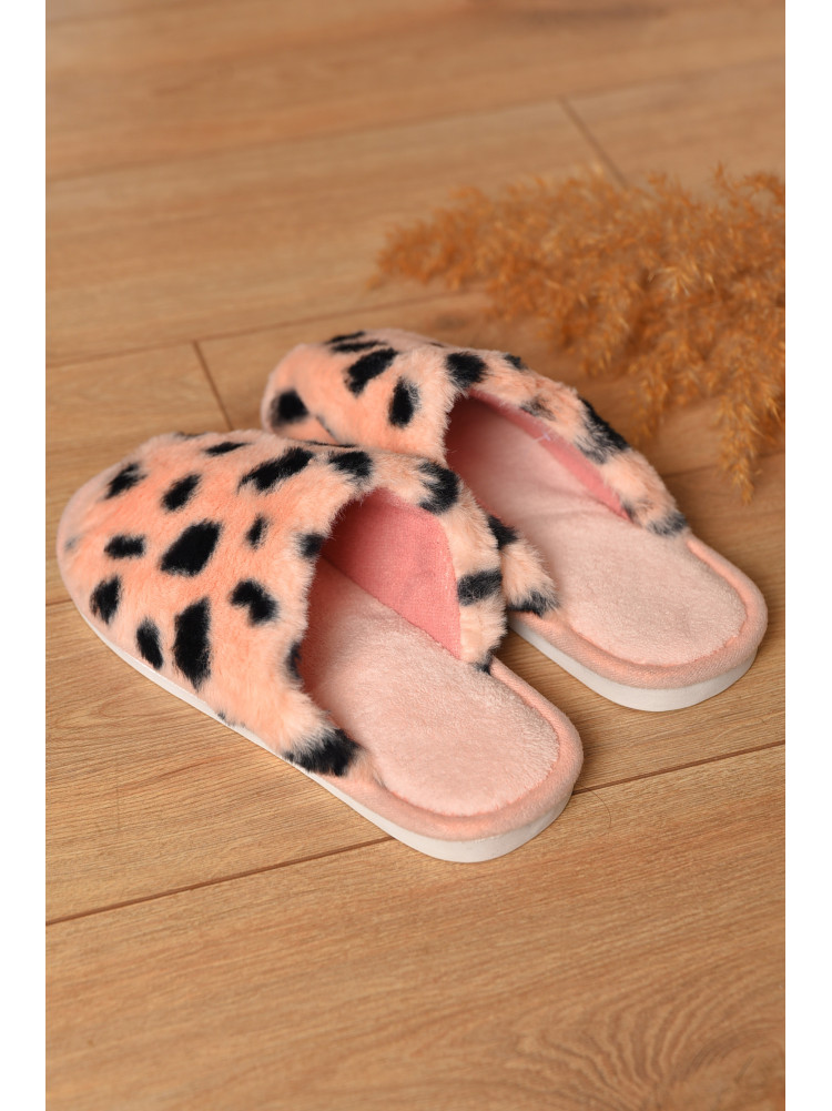 Тапочки домашние женские меховые розового цвета L-781 208237C