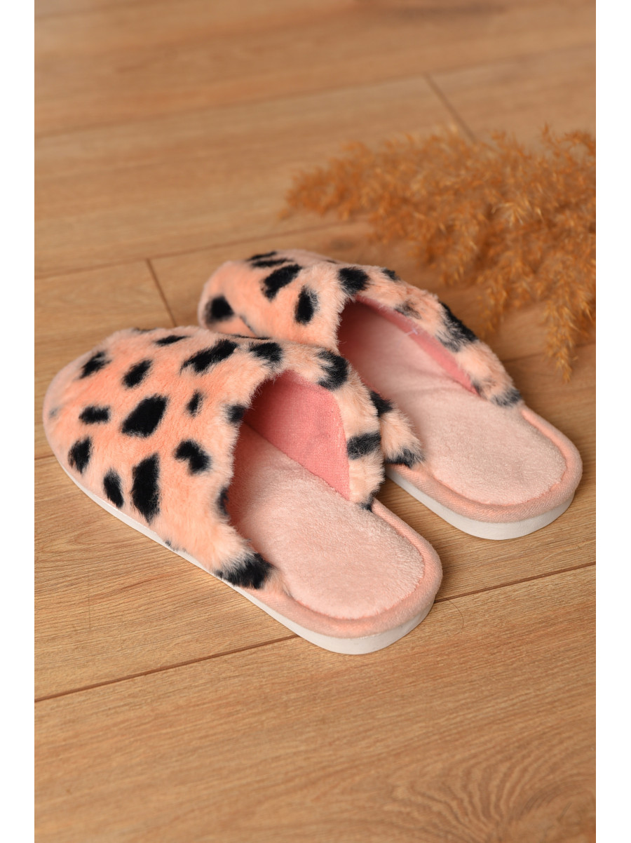 Тапочки домашние женские меховые розового цвета L-781 208237C