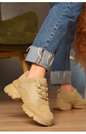 Кросівки жіночі зима бежевого кольору на хутрі 169-2 208239C Кросівки жіночі зима бежевого кольору на хутрі 169-2 208239C
