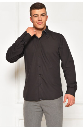 Сорочка чоловіча однотонна чорного кольору SDK5564 208240C Сорочка чоловіча однотонна чорного кольору SDK5564 208240C