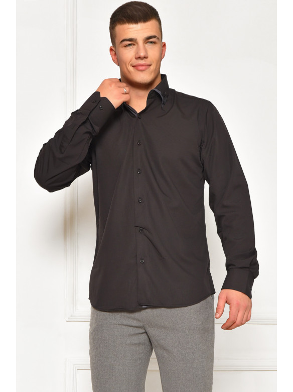 Сорочка чоловіча однотонна чорного кольору SDK5564 208240C