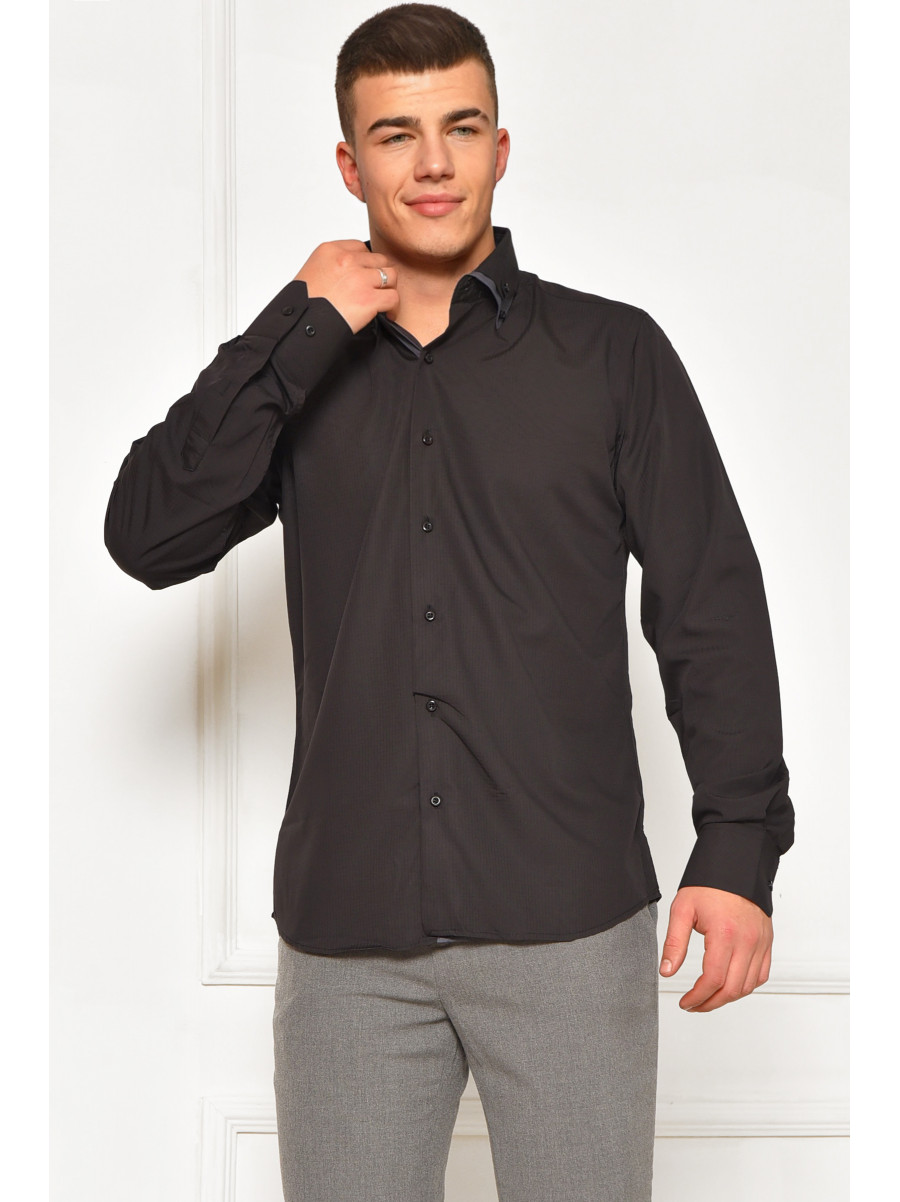 Сорочка чоловіча однотонна чорного кольору SDK5564 208240C