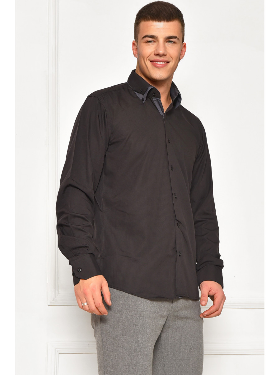 Сорочка чоловіча однотонна чорного кольору SDK5564 208240C