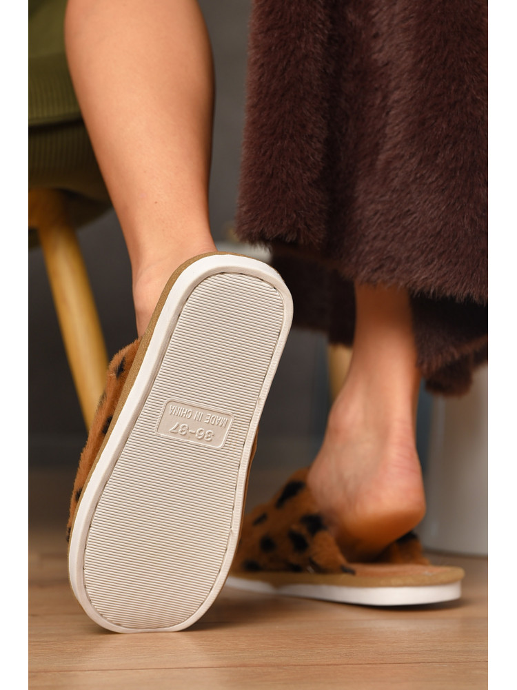 Тапочки домашние женские меховые коричневого цвета L-781 208241C