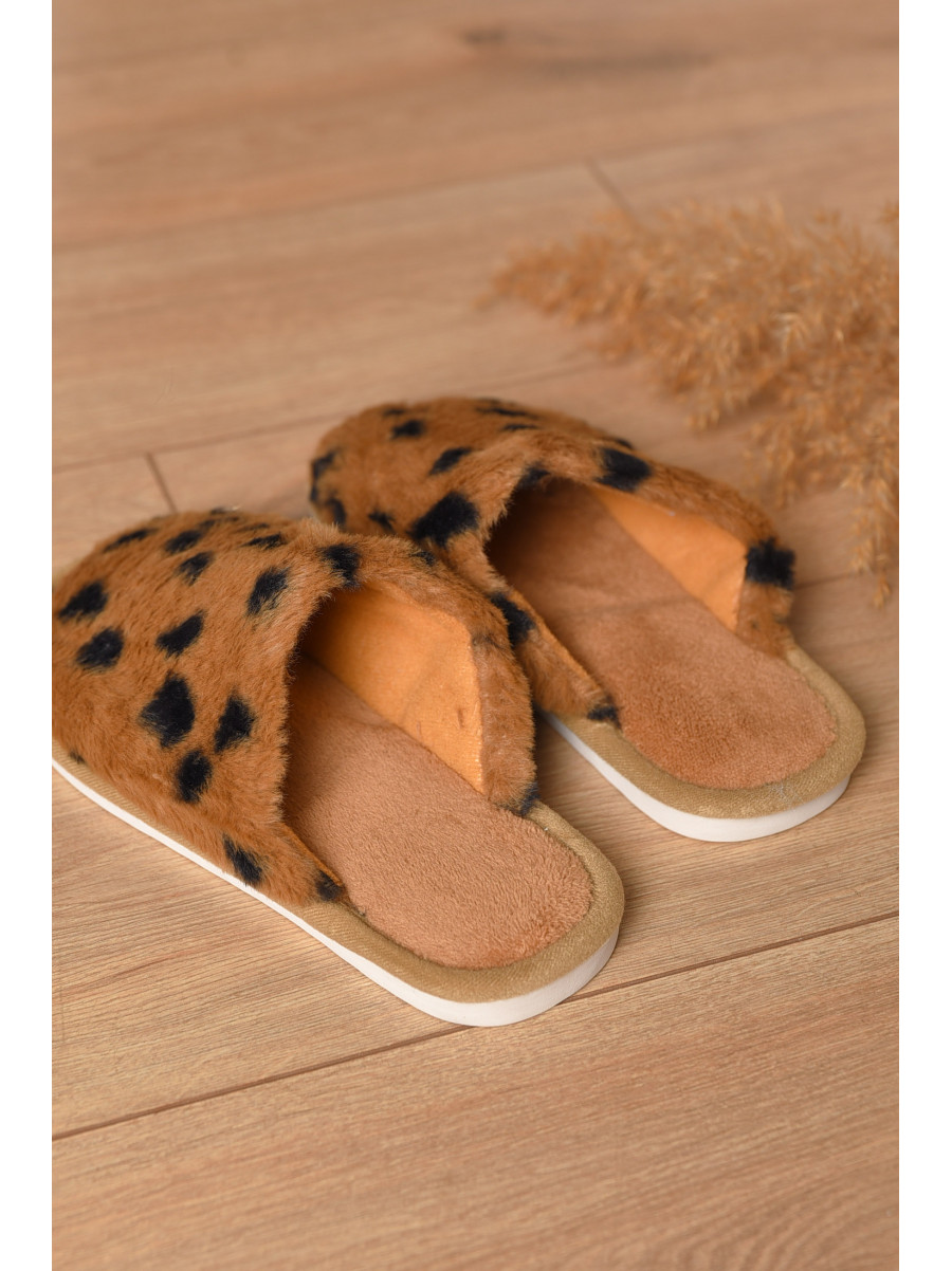 Тапочки домашние женские меховые коричневого цвета L-781 208241C