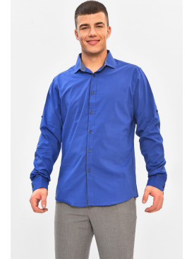 Сорочка чоловіча однотонна синього кольору 7368 208242C Сорочка чоловіча однотонна синього кольору 7368 208242C