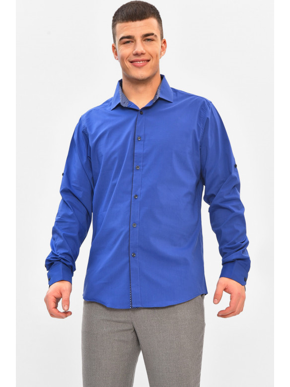 Сорочка чоловіча однотонна синього кольору 7368 208242C