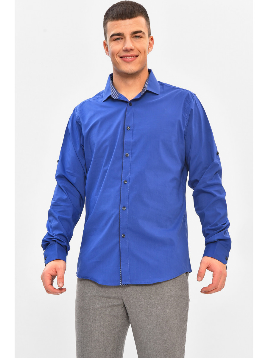 Сорочка чоловіча однотонна синього кольору 7368 208242C