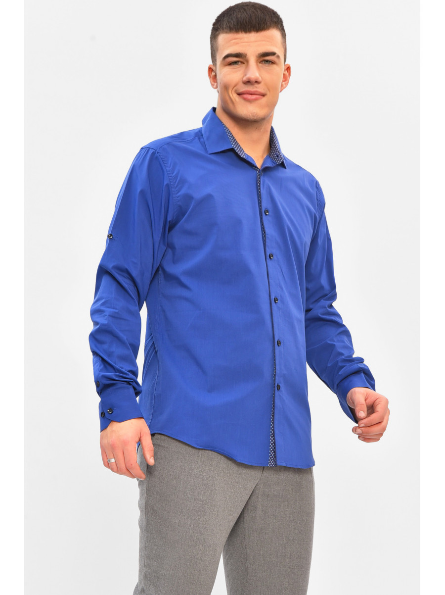Сорочка чоловіча однотонна синього кольору 7368 208242C
