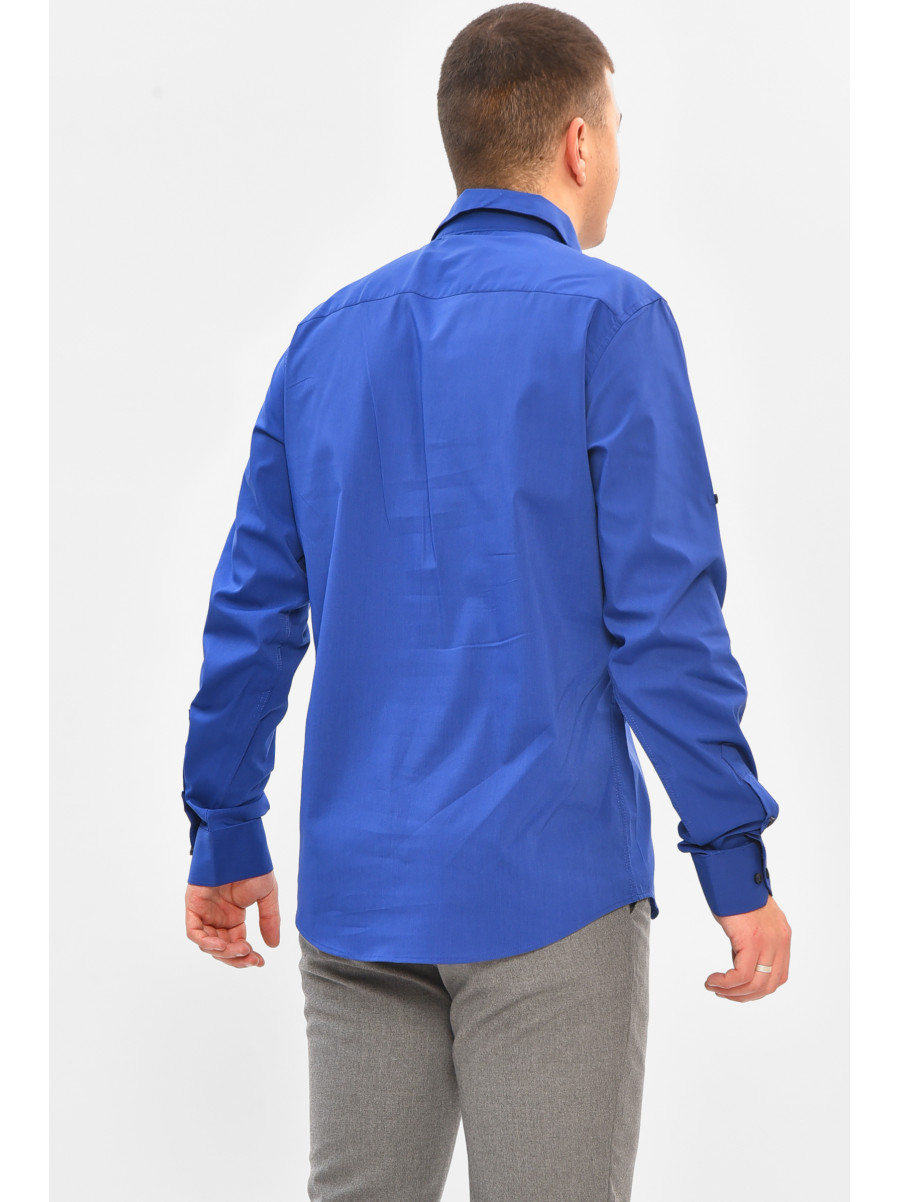 Сорочка чоловіча однотонна синього кольору 7368 208242C