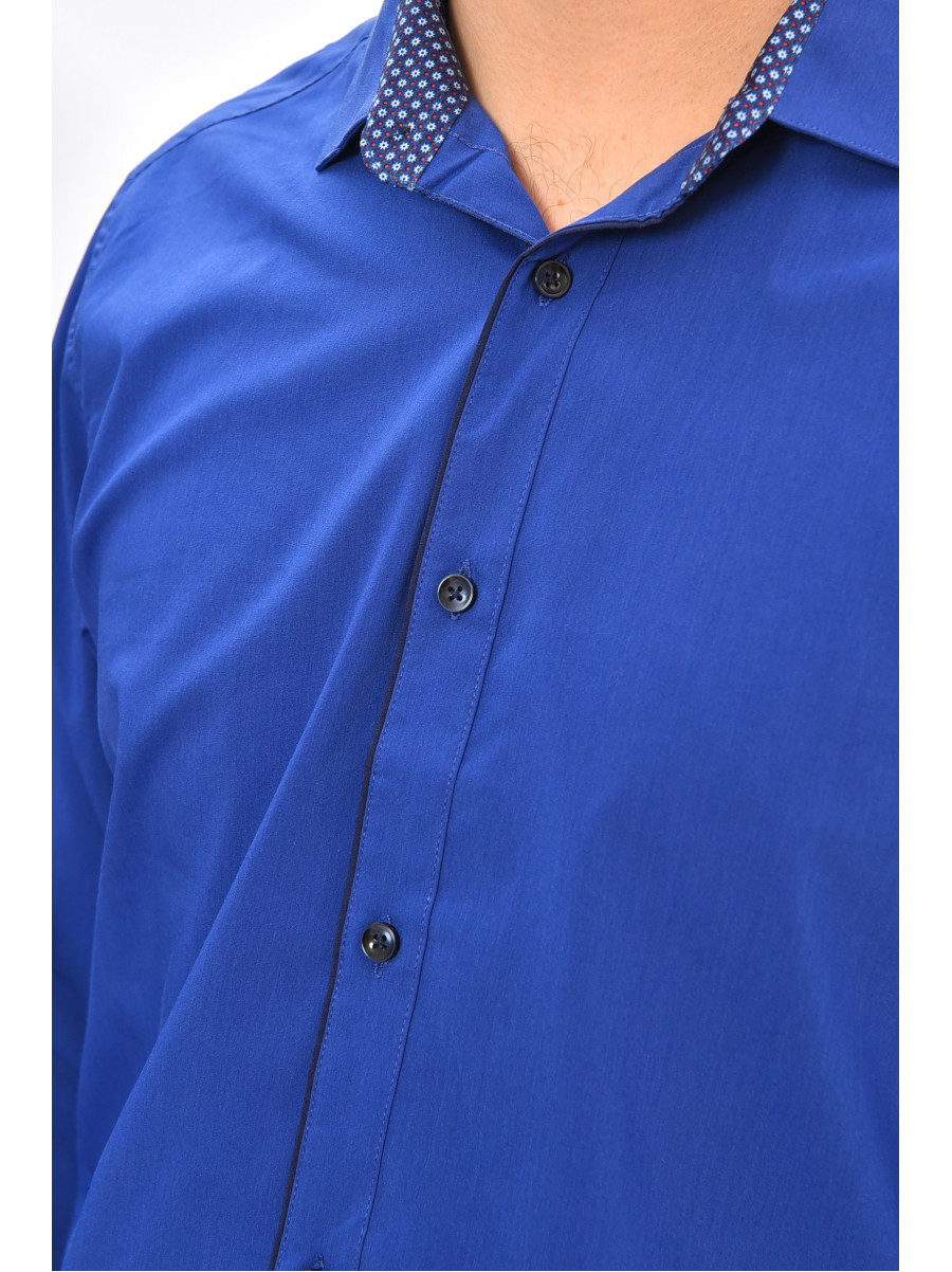 Сорочка чоловіча однотонна синього кольору 7368 208242C