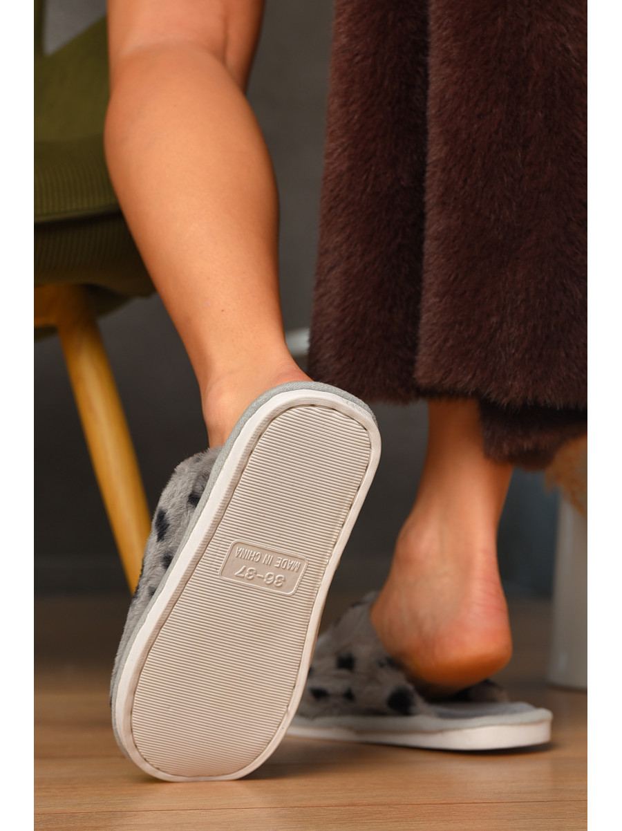 Тапочки домашние женские меховые серого цвета L-781 208244C