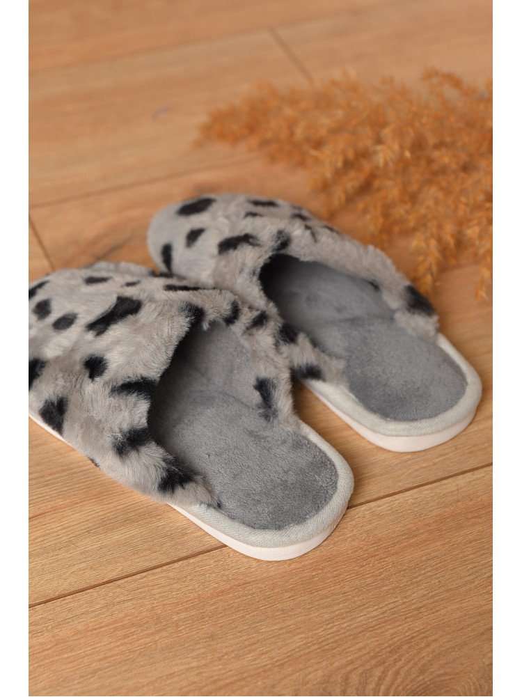 Тапочки домашние женские меховые серого цвета L-781 208244C