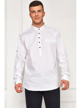 Сорочка чоловіча однотонна білого кольору 7894 208245C Сорочка чоловіча однотонна білого кольору 7894 208245C