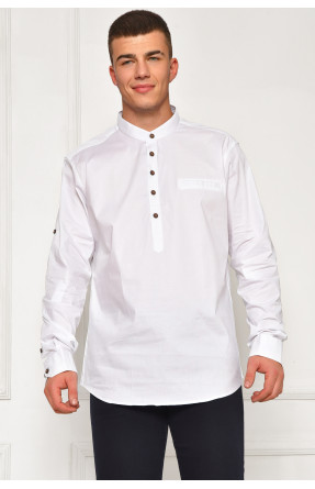 Сорочка чоловіча однотонна білого кольору 7894 208245C Сорочка чоловіча однотонна білого кольору 7894 208245C