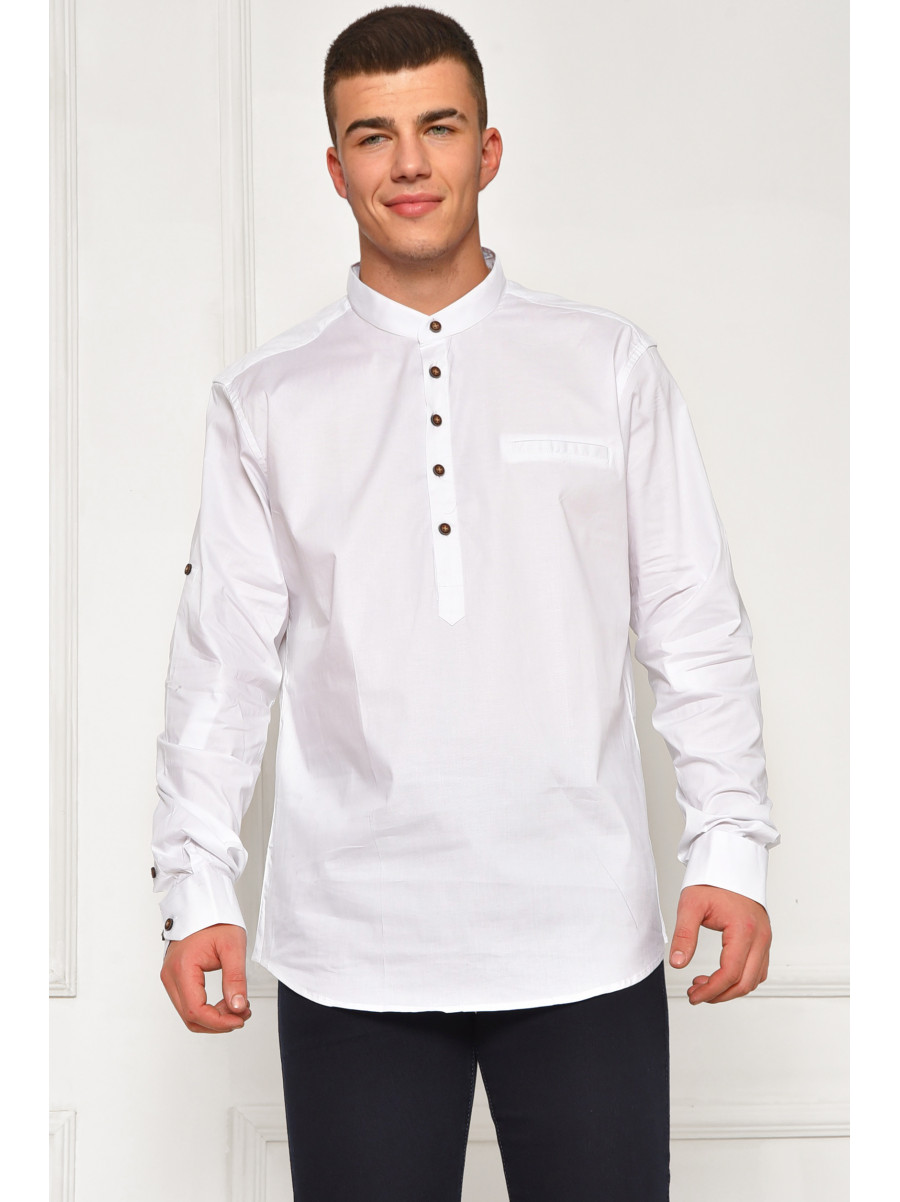 Сорочка чоловіча однотонна білого кольору 7894 208245C