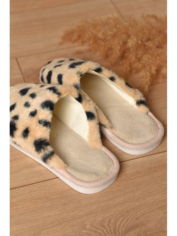 Тапочки домашние женские меховые бежевого цвета L-781 208246C