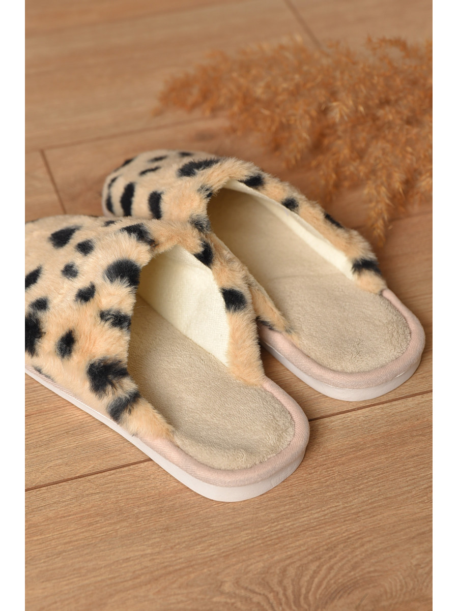 Тапочки домашние женские меховые бежевого цвета L-781 208246C