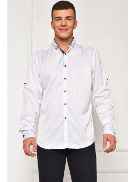 Рубашка мужская однотонная белого цвета 7370 208247C Рубашка мужская однотонная белого цвета 7370 208247C
