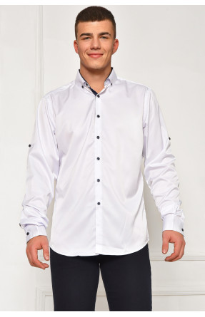 Сорочка чоловіча однотонна білого кольору 7370 208247C Сорочка чоловіча однотонна білого кольору 7370 208247C