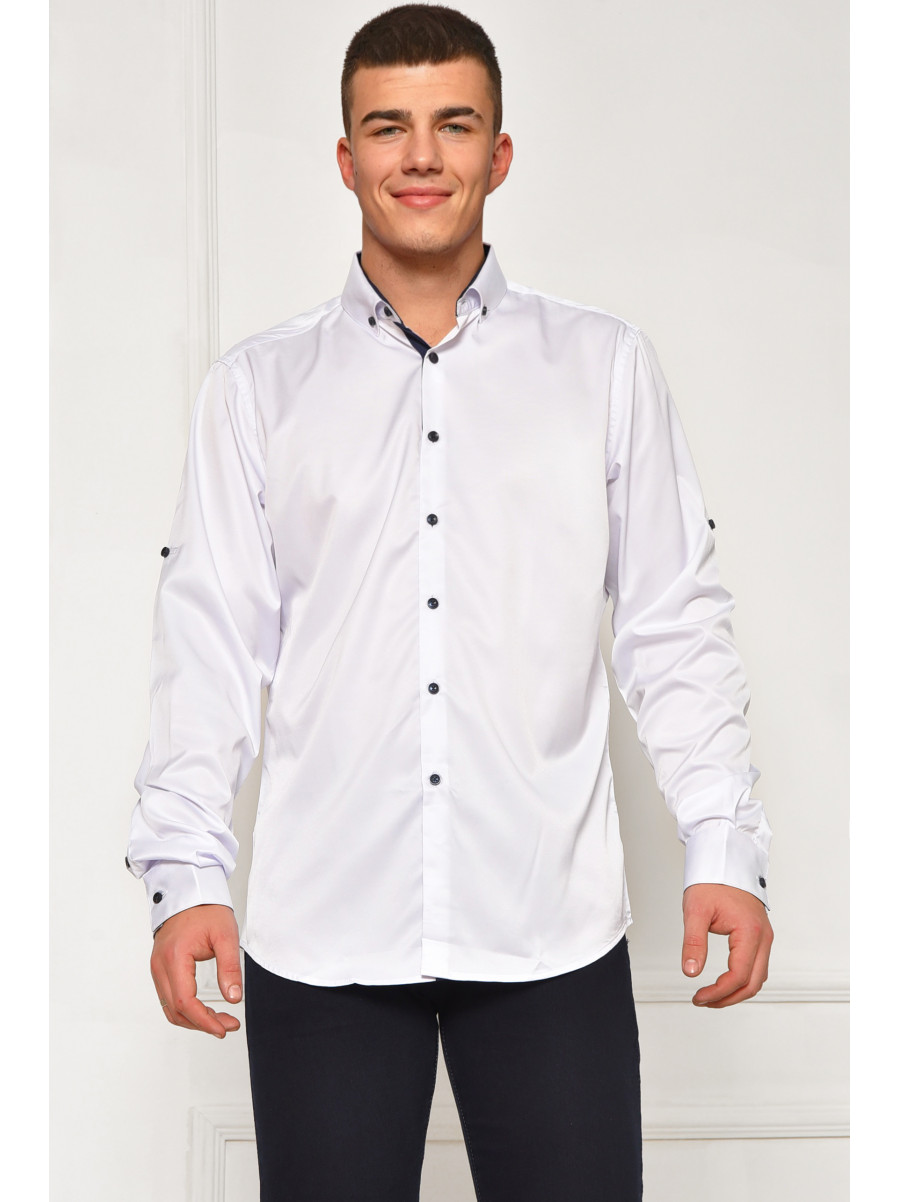 Сорочка чоловіча однотонна білого кольору 7370 208247C