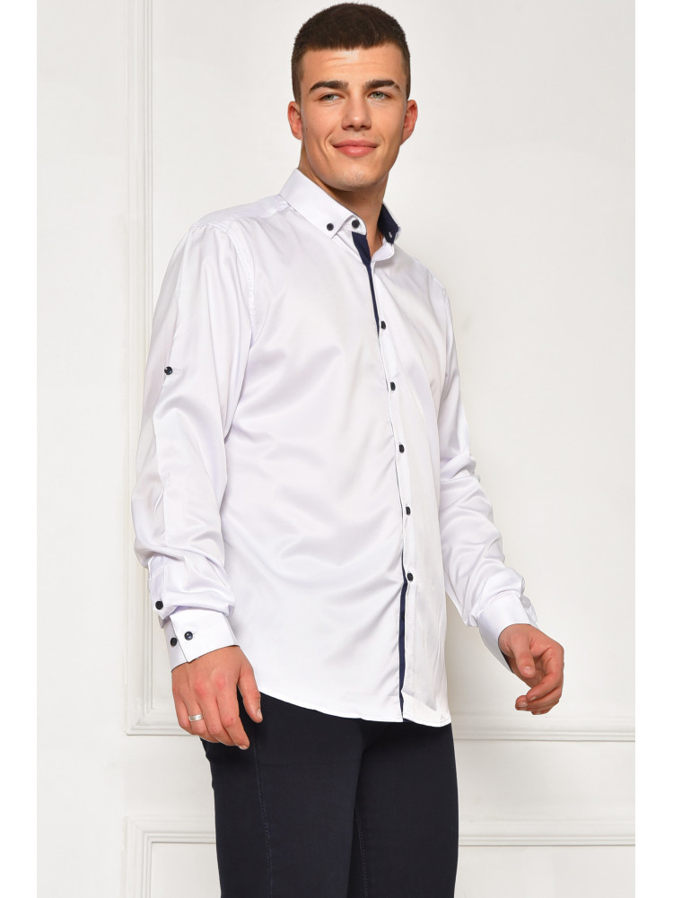 Сорочка чоловіча однотонна білого кольору 7370 208247C