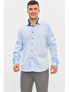 Рубашка мужская однотонная голубого цвета 7371 208248C Рубашка мужская однотонная голубого цвета 7371 208248C