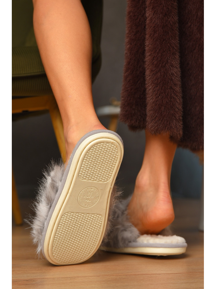 Тапочки домашние женские меховые серого цвета MD-9682 208250C