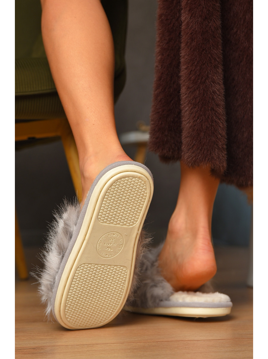 Тапочки домашние женские меховые серого цвета MD-9682 208250C