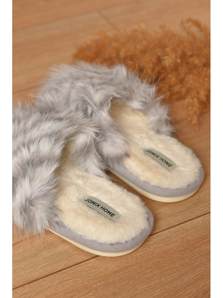Тапочки домашние женские меховые серого цвета MD-9682 208250C